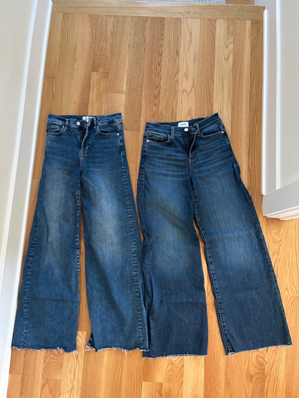 Frame Denim Wide-Leg Le Slim Palazzo Jeans in Medium Dark Blue lot of 2